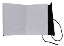 black wrapped leather journal with tie closure